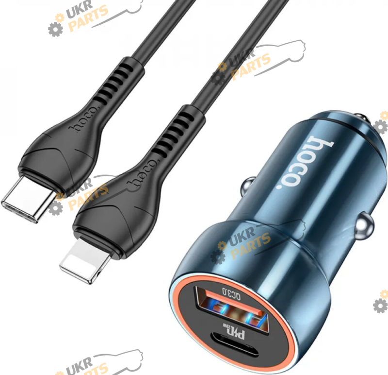 Зарядное устройство Hoco Z46A Blue whale Sapphire Blue з кабелем Type-C-Lightning USB/Type-C 3 А (6931474770363)
