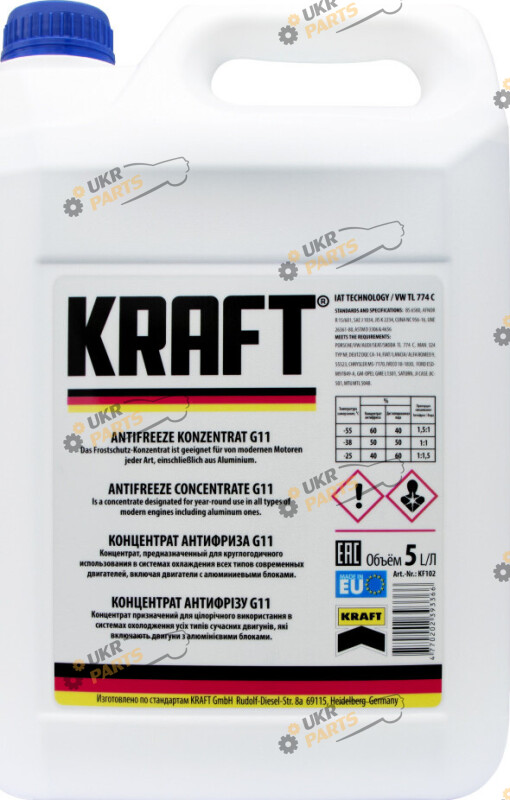 Концентрат антифриза Kraft G11 синий 5 л (KF102)