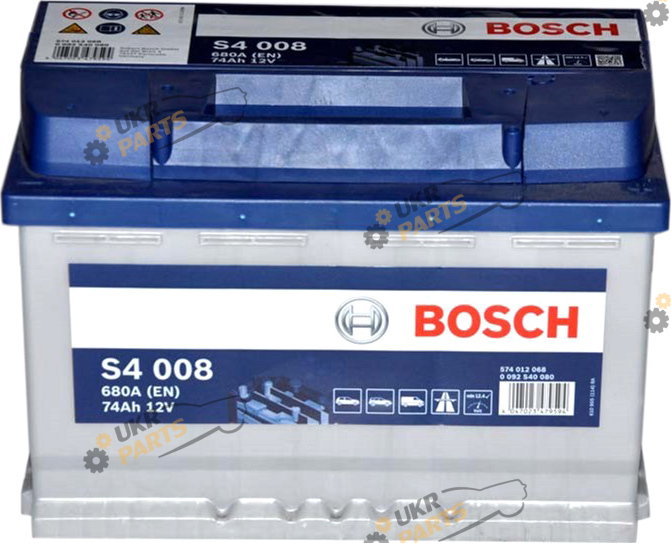 Автомобильный аккумулятор Bosch 6СТ-74 (S4008) (-/+) Euro 680 А 74 Ач (0092S30029)