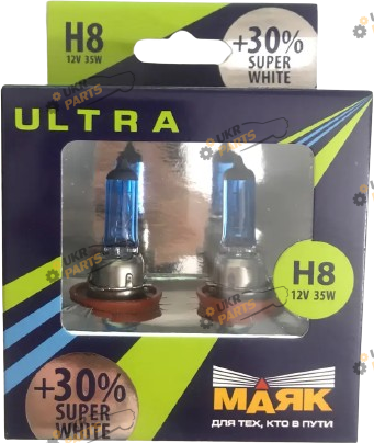 Галогеновая лампа Маяк Super White+30% 4000К H8 2 шт (82820 SW)