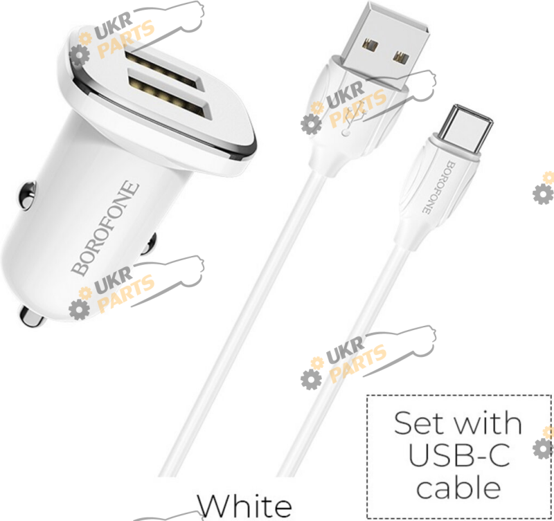 Зарядное устройство Borofone BZ12 double set with Type-C White USB 2.4 А (BZ12C)