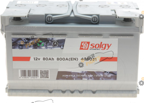 Автомобильный аккумулятор Solgy AGM Start-Stop 80 Ач (406031)