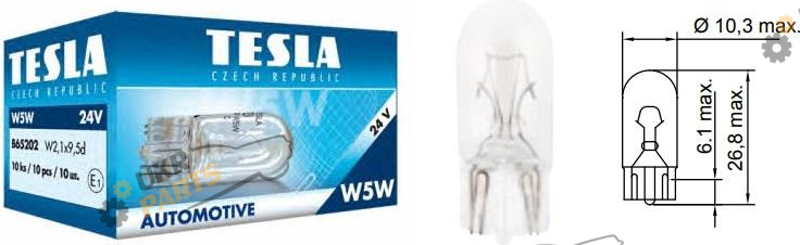 Лампочка габарита Tesla W5W 24V (542336)