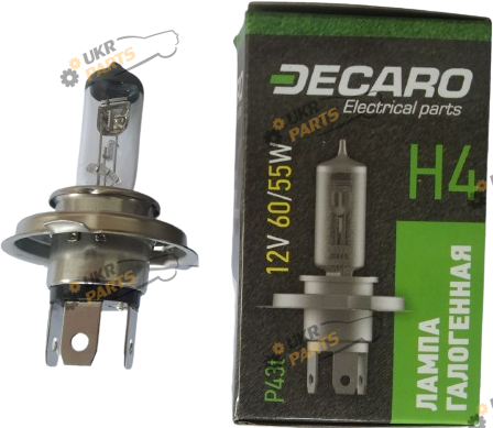 Галогеновая лампа Decaro 12V 60/55W H4 1 шт (DEC-H4 12V60/55W P43)