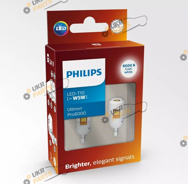 Лампочка Philips W5W LED Ultinon Pro6000 24V W2,1x9,5d white (24961CU60X2)