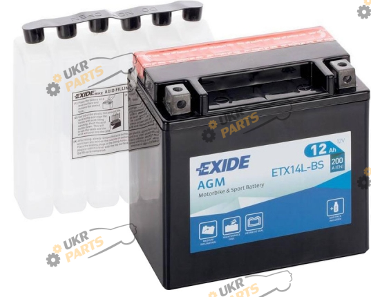 Мотоциклетный аккумулятор Exide 12 Ач (ETX14L-BS)