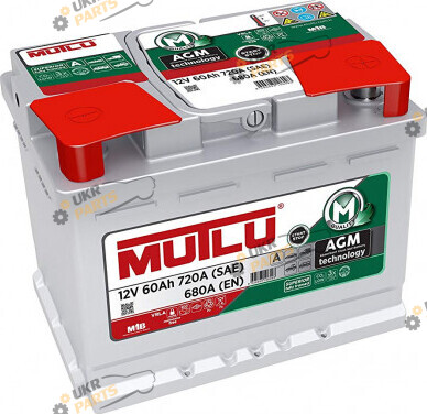 Автомобильный аккумулятор Mutlu AGM JR+ 720A 60 Ач (AGM.L2.60.068.A)