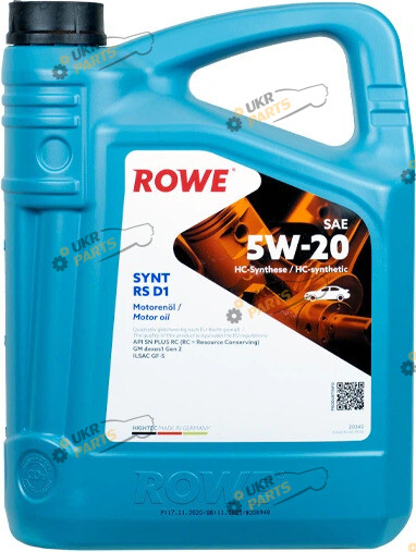 Моторное масло Rowe HighTec Synt RS D1 5W-20 4 л (20342-0040-99)