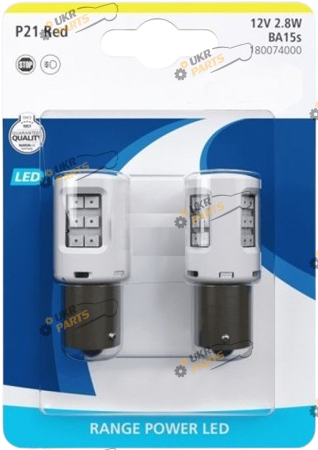 LED лампа Narva P21W Red BA15s 2.7 Вт (18007)