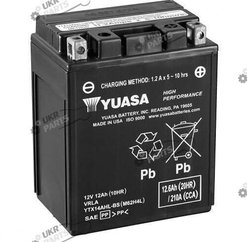 Мотоциклетный аккумулятор Yuasa МОТО High Performance MF Battery 12.6 Ач (YTX14AHL-BS)