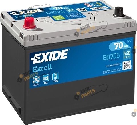 Автомобильный аккумулятор Exide EXCELL (EB705): 540 А 70 Ач (EB705)