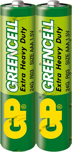 Солевая батарейка GP Greencell 1.5V ААA 2 шт. (28650)