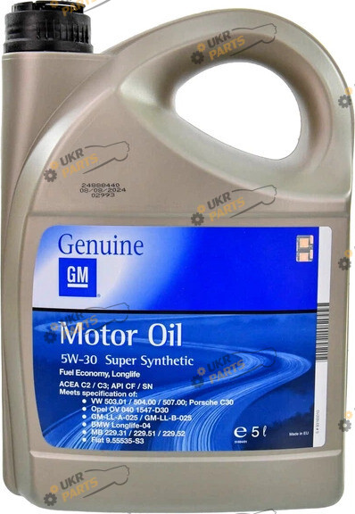 Моторное масло General Motors Super Synthetic 5W-30 5 л (93165010)