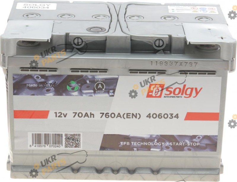 Автомобильный аккумулятор Solgy EFB Start-Stop 70 Ач (406034)