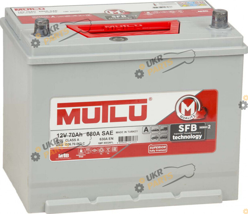 Автомобильный аккумулятор Mutlu Asia SFB (R+) 680A 70 Ач (D26.70.063.C)