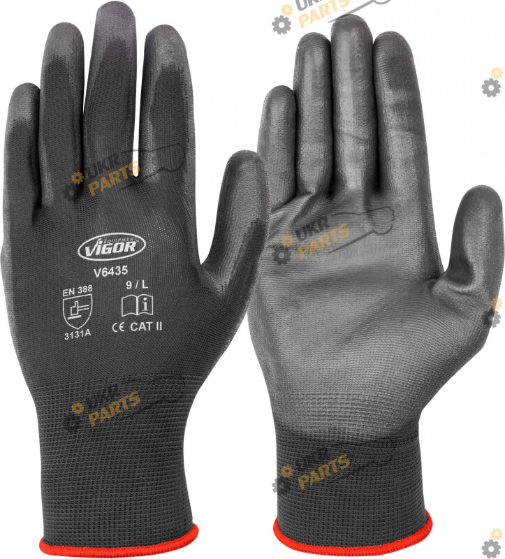 Перчатки черные с антискользящим покрытием L (V6435)