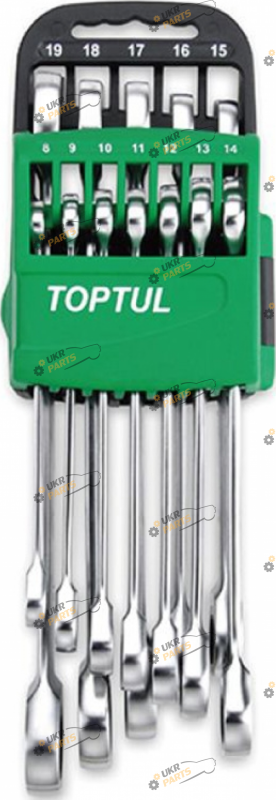 Набор комбинированных ключей Toptul с трещеткой 8 мм 10 шт (GSCQ1001)