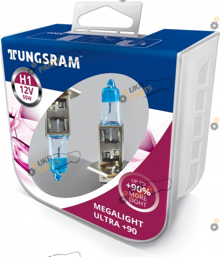 Галогеновая лампа Tungsram H1 55W 12V (2 шт./пластикбокс) Megalight Ultra +90% H1 2 шт (TU50310XU.2PL)