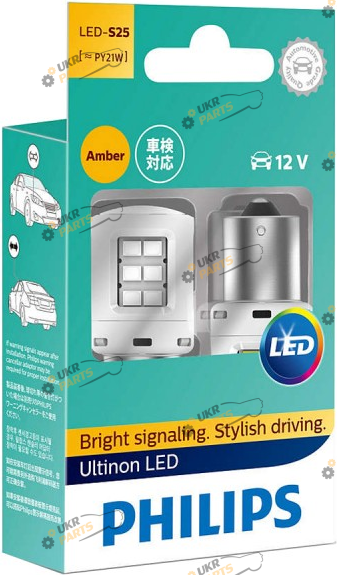 Лампочка Philips PY21W LED 12V + Smart Canbus X2 Amber (11498ULAX2)