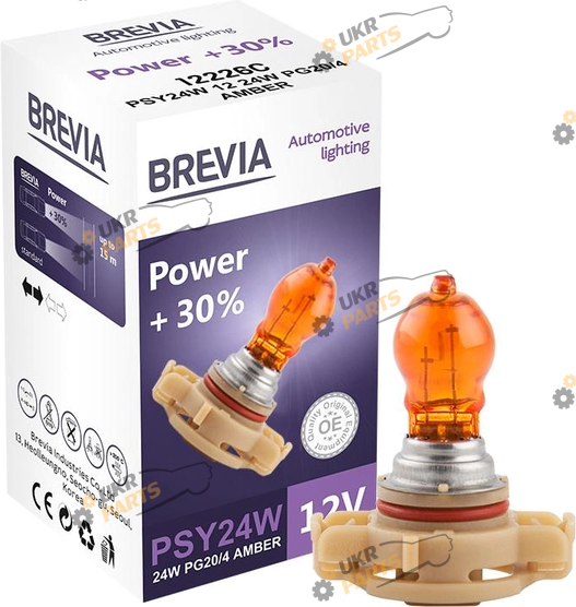 Лампочка поворота Brevia AMBER Power +30% CP (10/500 шт.) (12226C)
