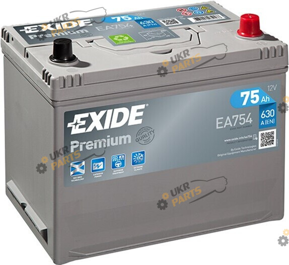 Автомобильный аккумулятор Exide PREMIUM EA754 630A 75 Ач (EA754)