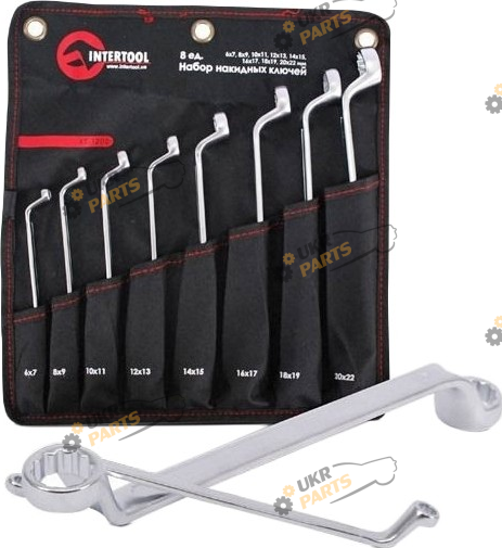Набор накидных ключей Intertool изогнутый 8шт. (6-22мм) (XT-1202)