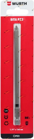 Бита Wurth PZ2, 1/4IN, L150мм, 1шт. в блістері удлиненная (1614100221901)