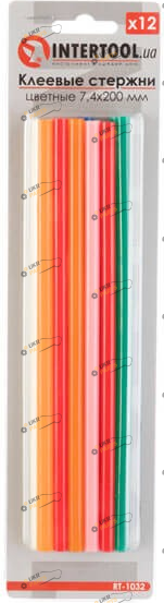 Клеевые стержни Intertool 7.4х200 мм цветные 12 шт (RT-1032)