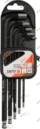 Набор шестигранников Yato Удлиненные с шаром, HEX 1.27-10 мм 10 шт (YT-0561)