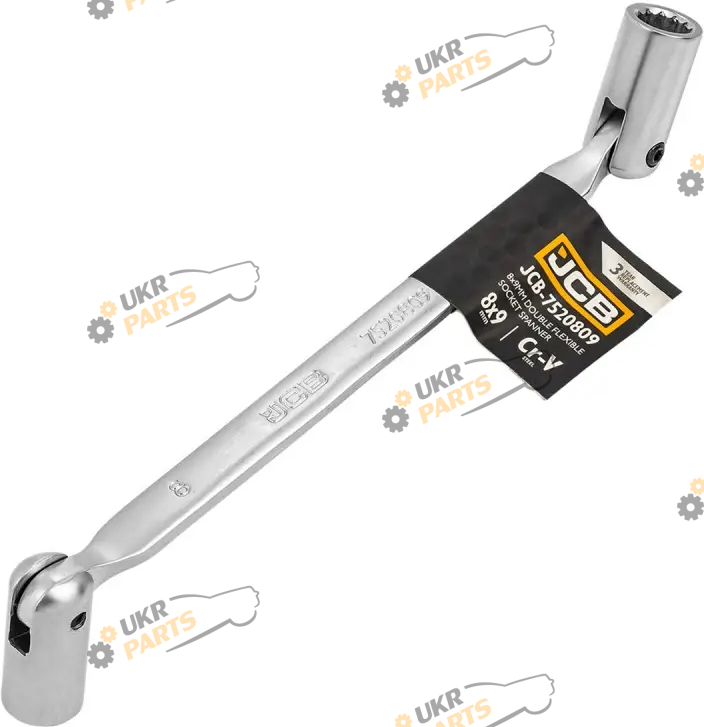 Ключ торцевой JCB с шарниром 8 мм x 9 мм, двусторонний (СТ-00163265)