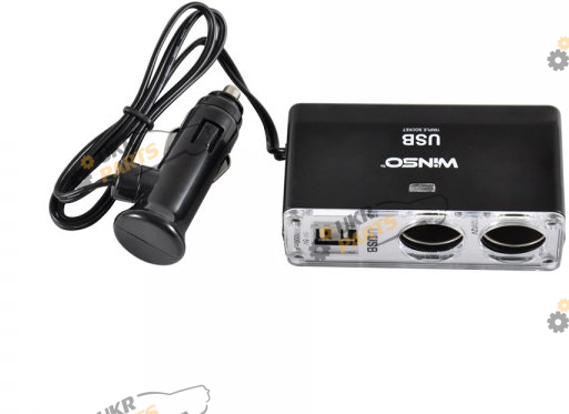Разветвитель прикуривателя Winso 2 в 1+2USB,12V+USB 5V (200110)