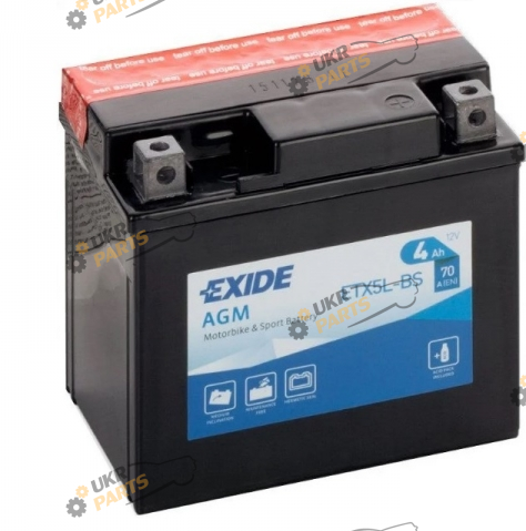 Мотоциклетный аккумулятор Exide 4 Ач (ETX5L-BS)