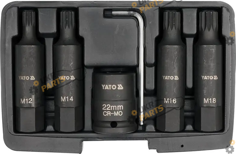 Набор бит Yato Spline 3/4″, M12-M18, 6 шт ударная (YT-1157)