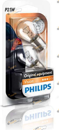 Лампочка Philips P21W 12V 21W BA15s 2 шт (12498B2)