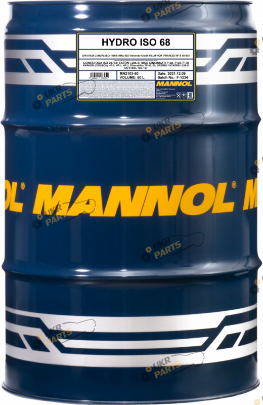 Масло гидравлическое Mannol Hydro ISO 68 60 л (MN2103-60)