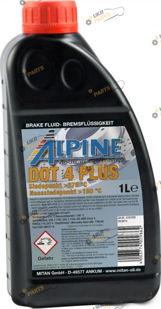 Тормозная жидкость Alpine DOT 4 Brake Fluid Plus 1 л (1337-1)