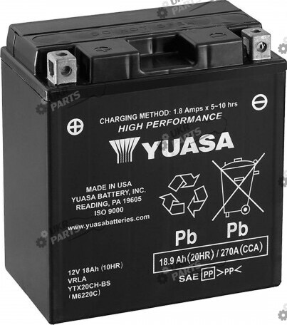 Мотоциклетный аккумулятор Yuasa МОТО High Performance MF VRLA Battery 18.9 Ач (YTX20CH-BS)