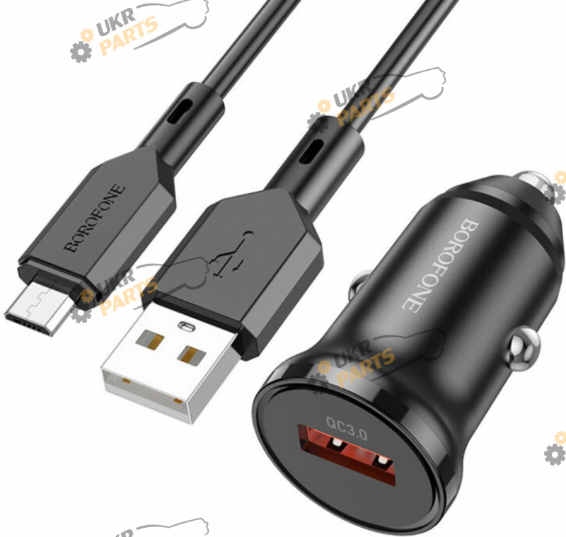 Зарядное устройство Borofone BZ18 single port QC3.0 Micro Black USB 3 А (BZ18MB)