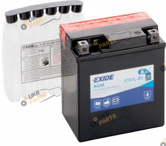 Мотоциклетный аккумулятор Exide 6 Ач (ETX7L-BS)