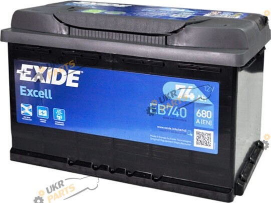 Автомобильный аккумулятор Exide Excell 6СТ-74 (-/+) Euro 680 А 74 Ач (EB740)