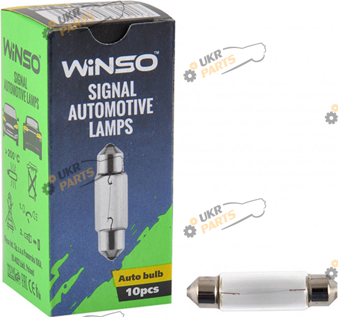 Лампочка номерного знака Winso C5W 5W SV8.5 T11*41 упаковка 10шт (725210)