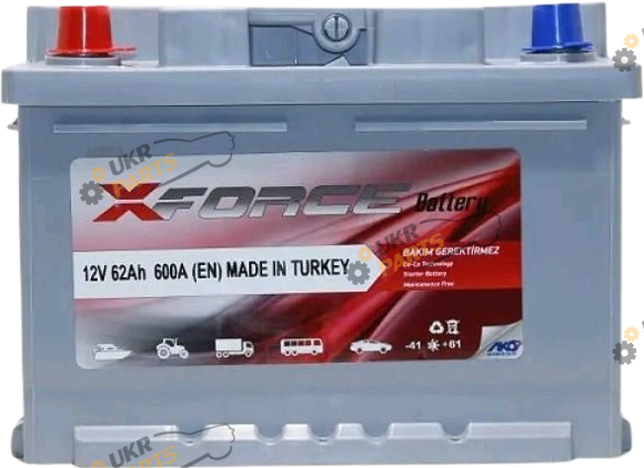 Автомобильный аккумулятор X-FORCE 6CT- 62Aз 600A L SMF 62 Ач (X56220)