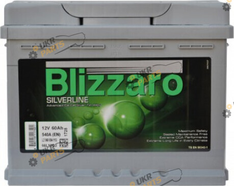 Автомобильный аккумулятор Blizzaro Silverline 540A, R+ 60 Ач (L2 060 054 013)