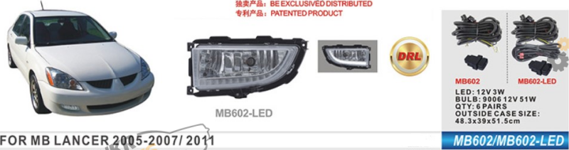 Фара противотуманная DLAA 55 Вт Mitsubishi Lancer 2005-07 (MB-602-LED)