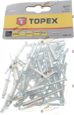 Заклепка Topex 4,8 мм алюминиевые 50 шт (43E505)