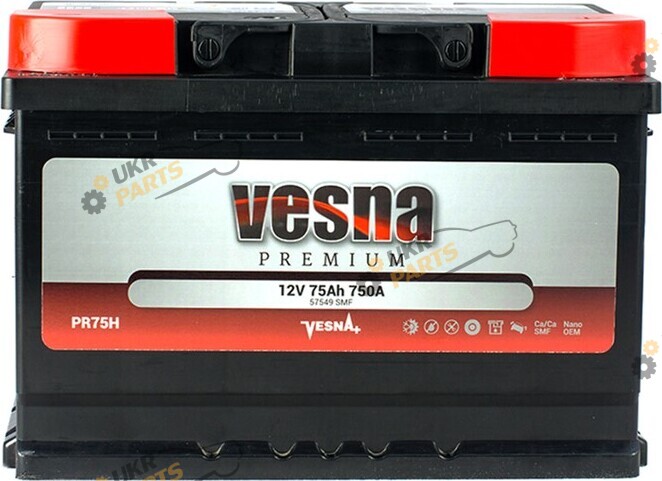 Автомобильный аккумулятор Vesna Premium Euro 75 Ач (415 075)
