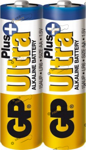 Щелочная батарейка GP ULTRA PLUS ALKALINE 1.5V 15AUPHM-2S2 AA 2 шт. (4891199103650)