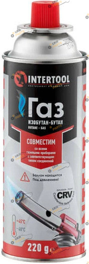 Баллоны и топливные фляги Intertool Балон газовий 220 г (GS-0022)