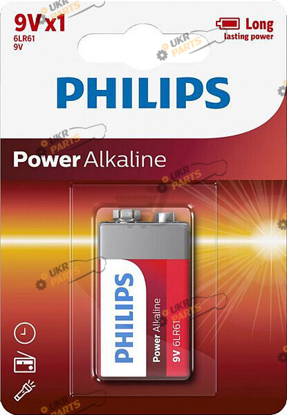 Крона Philips Power Alkaline 6LR61 1 шт. (PS 6LR61P1B/10)