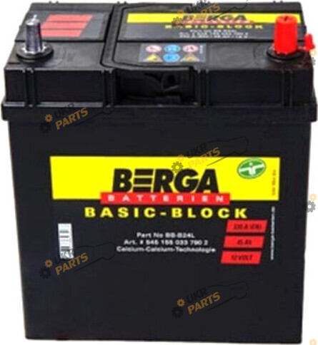 Автомобильный аккумулятор BERGA Basicblock Ев Тонкая клемма (-/+) ASIA 45 Ач (545155033)